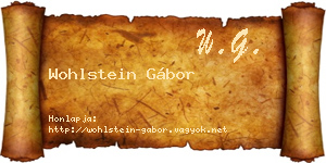 Wohlstein Gábor névjegykártya